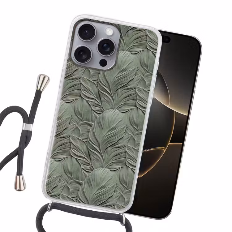 Bladeren - Textuur - Groen Hoesje iPhone 16 Pro Max met koord klein 804 -sfeer1