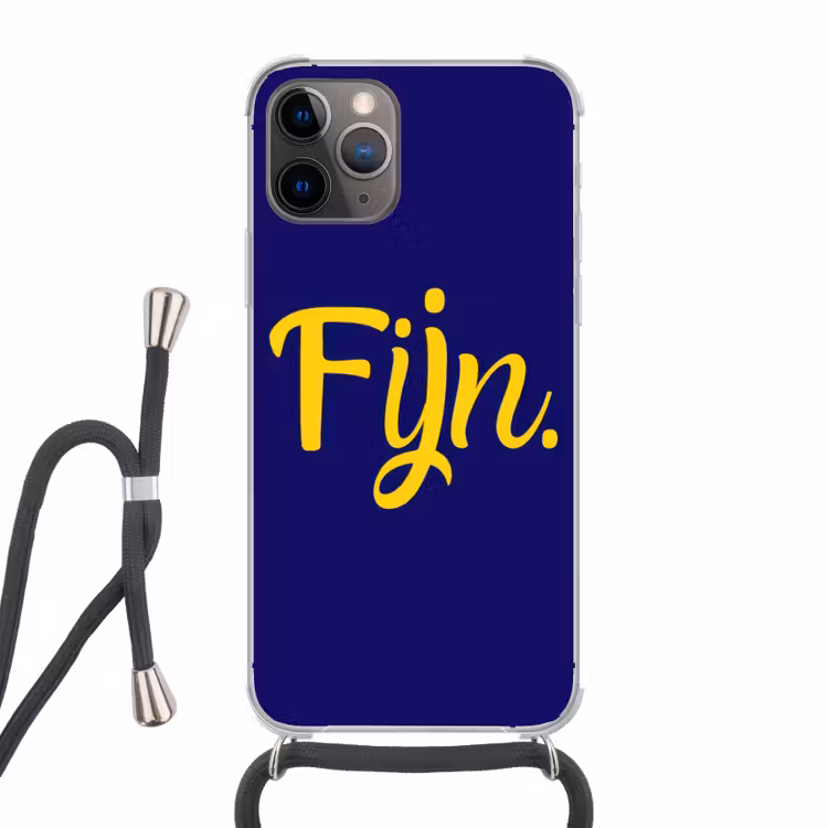 Blauw - Geel - Fijn Hoesje iPhone 12 Pro met koord klein -3d