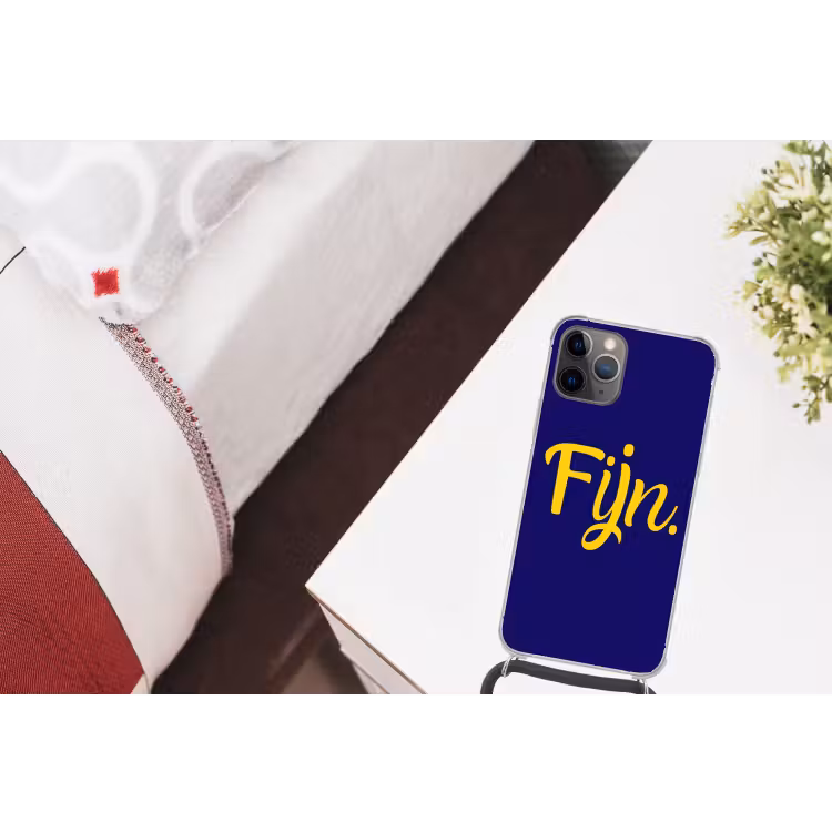 Blauw - Geel - Fijn Hoesje iPhone 12 Pro met koord klein -kamer