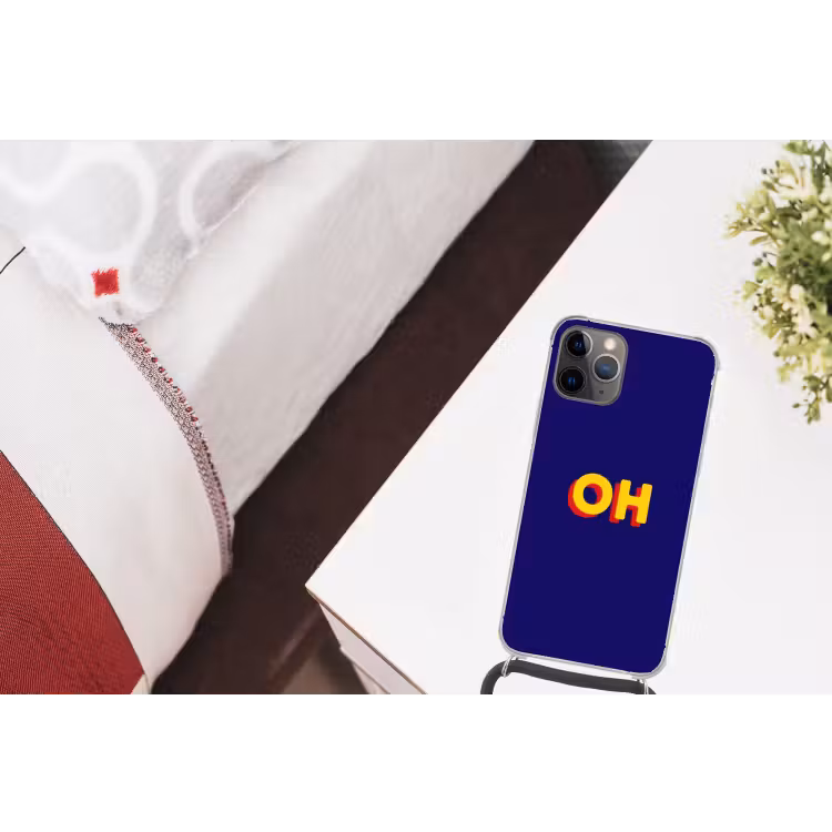 Blauw - Geel - OH - Schaduw Hoesje iPhone 12 Pro met koord klein -kamer