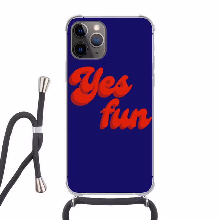 Blauw - Rood - Yes fun - 3D Hoesje iPhone 12 Pro met koord klein -3d
