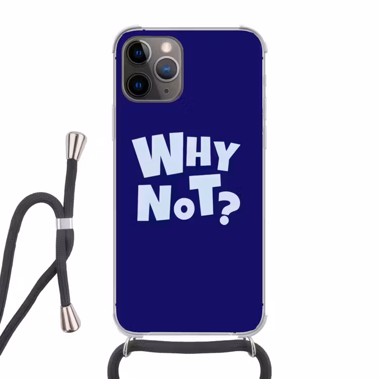 Blauw - Why not - Minimalistisch Hoesje iPhone 12 Pro met koord klein -3d