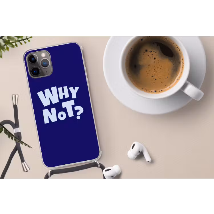 Blauw - Why not - Minimalistisch Hoesje iPhone 12 Pro met koord klein -oordop
