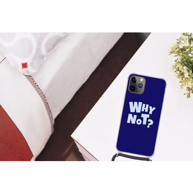 Blauw - Why not - Minimalistisch Hoesje iPhone 12 Pro met koord klein -kamer