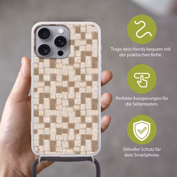 Blok - Patroon - Bruin Hoesje iPhone 16 Pro Max met koord klein 804 -sfeer2_DE