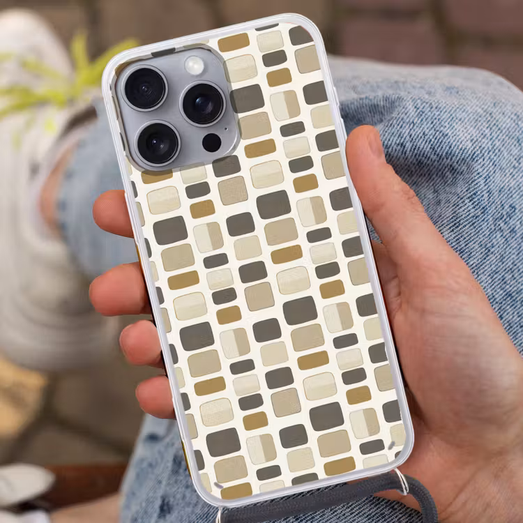 Blokken - Vintage - Grijs Hoesje iPhone 16 Pro Max met koord klein 804 -sfeer3