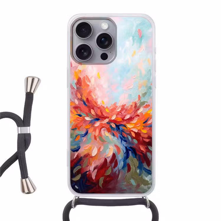 Bloemen - Abstract - Kunst - Modern Hoesje iPhone 16 Pro Max met koord klein -3d