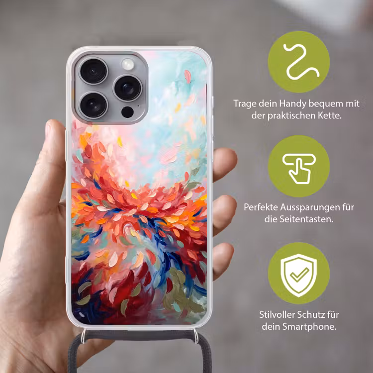 Bloemen - Abstract - Kunst - Modern Hoesje iPhone 16 Pro Max met koord klein -sfeer2_DE