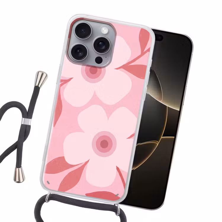 Bloemen - Abstract - Modern - Roze - Natuur Hoesje iPhone 16 Pro Max met koord klein -sfeer1