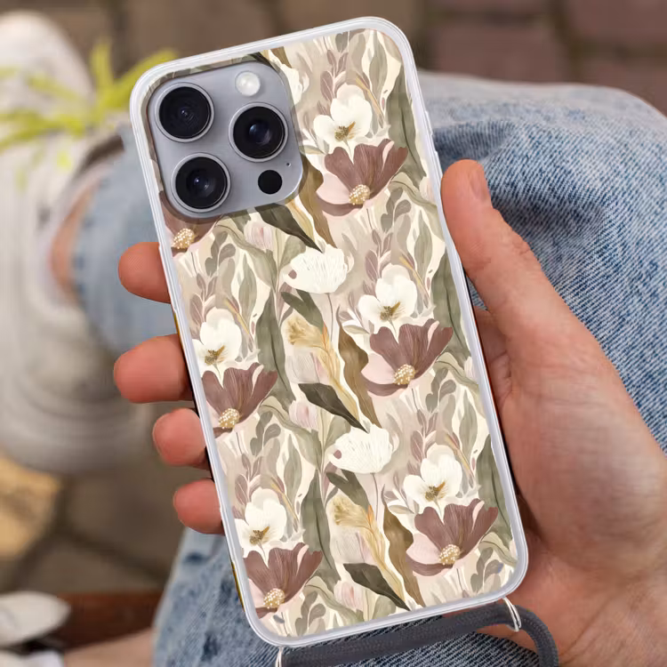 Bloemen - Aquarel - Kleurrijk Hoesje iPhone 16 Pro Max met koord klein 804 -sfeer3
