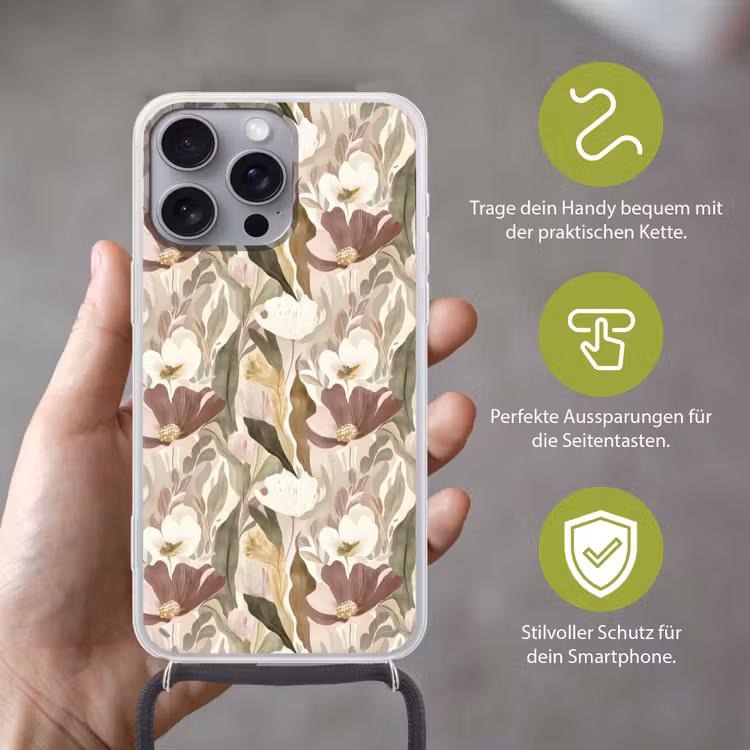 Bloemen - Aquarel - Kleurrijk Hoesje iPhone 16 Pro Max met koord klein 804 -sfeer2_DE
