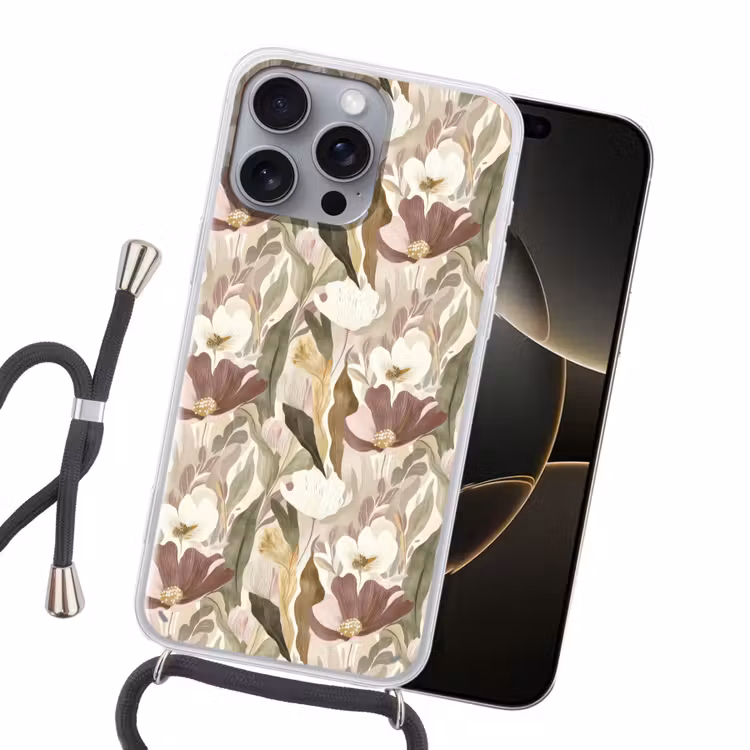 Bloemen - Aquarel - Kleurrijk Hoesje iPhone 16 Pro Max met koord klein 804 -sfeer1