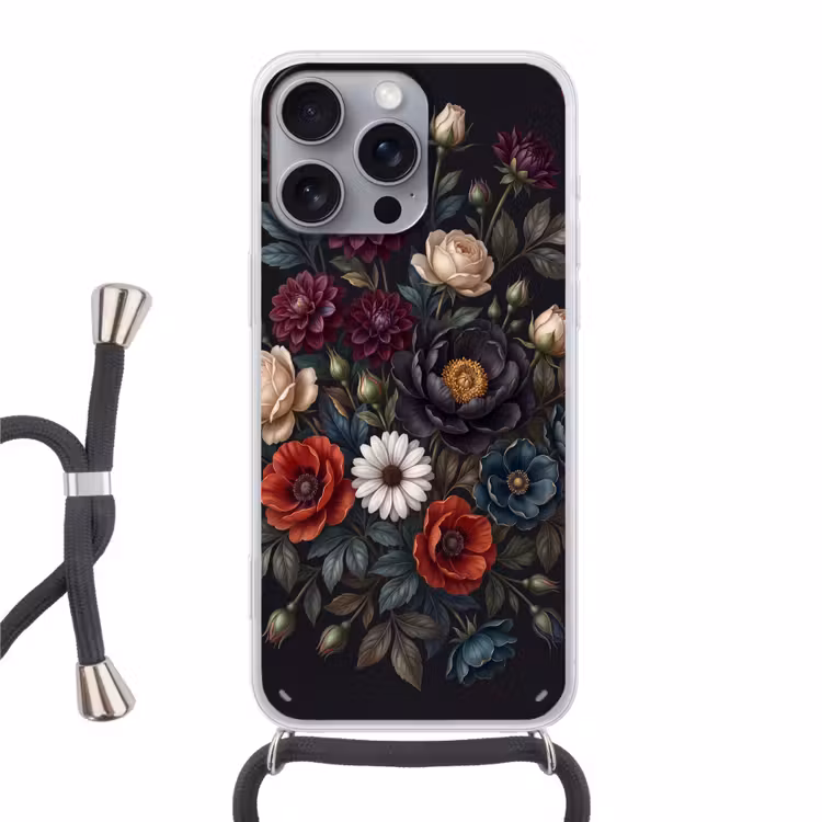 Bloemen - Boeket - Natuur - Klassiek - Weelderig Hoesje iPhone 16 Pro Max met koord klein -3d