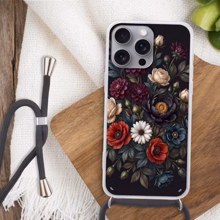 Bloemen - Boeket - Natuur - Klassiek - Weelderig Hoesje iPhone 16 Pro Max met koord klein -sfeer4