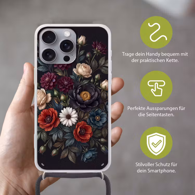 Bloemen - Boeket - Natuur - Klassiek - Weelderig Hoesje iPhone 16 Pro Max met koord klein -sfeer2_DE