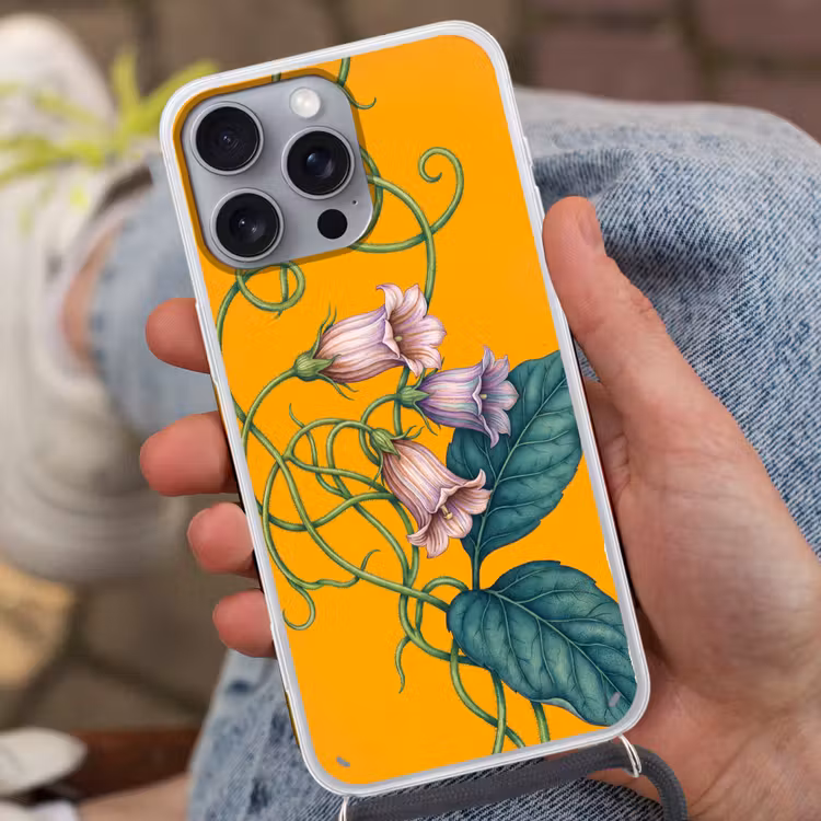 Handyhülle mit Band - Blumen – Botanik – Gelb - Bloemen - Botanisch - Geel Hoesje iPhone 16 Pro Max met koord klein