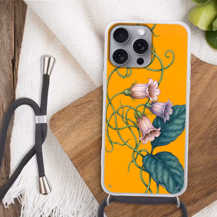 Handyhülle mit Band - Blumen – Botanik – Gelb - Bloemen - Botanisch - Geel Hoesje iPhone 16 Pro Max met koord klein