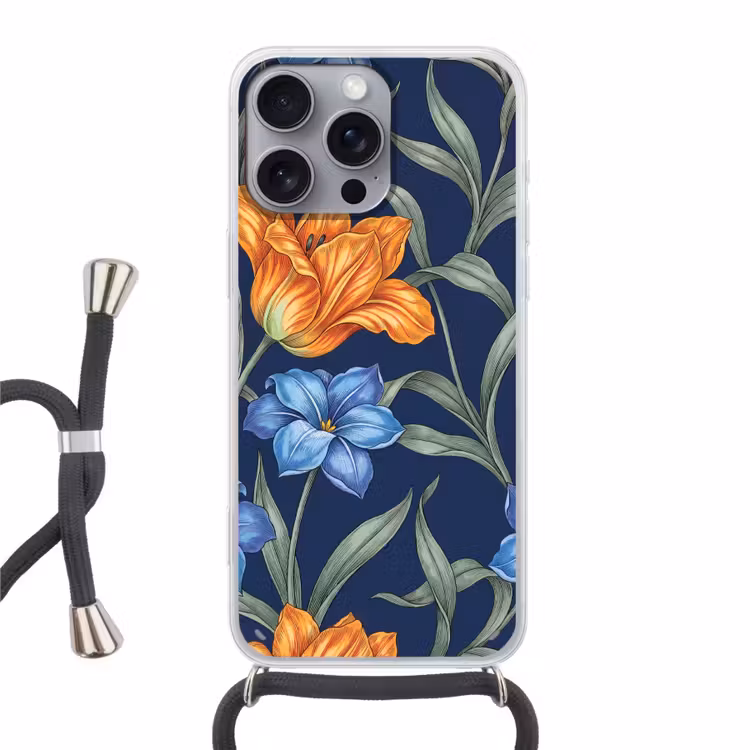 Handyhülle mit Band - Blumen – Botanik – Muster - Bloemen - Botanisch - Patroon Hoesje iPhone 16 Pro Max met koord klein