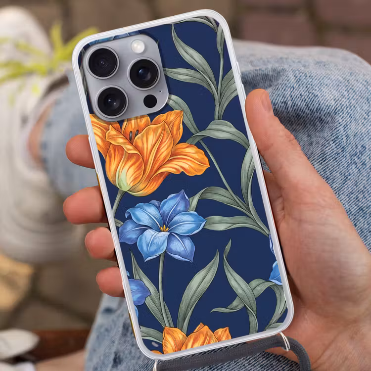 Handyhülle mit Band - Blumen – Botanik – Muster - Bloemen - Botanisch - Patroon Hoesje iPhone 16 Pro Max met koord klein