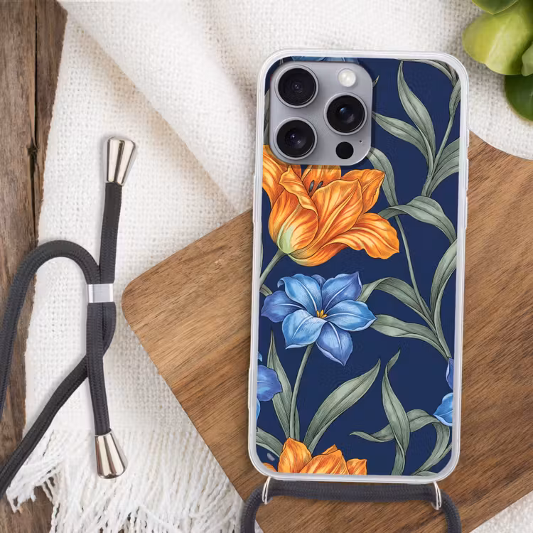 Handyhülle mit Band - Blumen – Botanik – Muster - Bloemen - Botanisch - Patroon Hoesje iPhone 16 Pro Max met koord klein