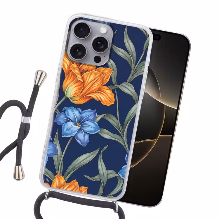 Handyhülle mit Band - Blumen – Botanik – Muster - Bloemen - Botanisch - Patroon Hoesje iPhone 16 Pro Max met koord klein