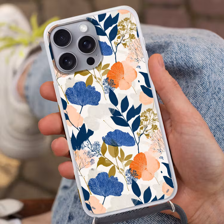 Bloemen - Botanisch - Kleurrijk Hoesje iPhone 16 Pro Max met koord klein 804 -sfeer3