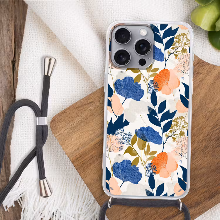 Bloemen - Botanisch - Kleurrijk Hoesje iPhone 16 Pro Max met koord klein 804 -sfeer4