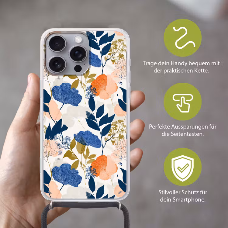 Bloemen - Botanisch - Kleurrijk Hoesje iPhone 16 Pro Max met koord klein 804 -sfeer2_DE