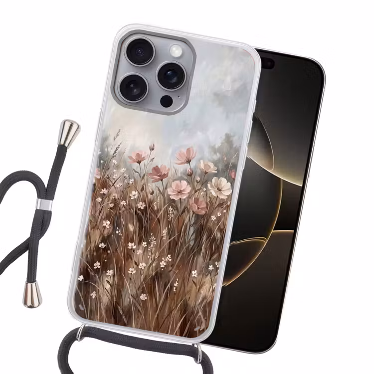 Bloemen - Botanisch - Schilderij - Pastel - Rustiek Hoesje iPhone 16 Pro Max met koord klein -sfeer1