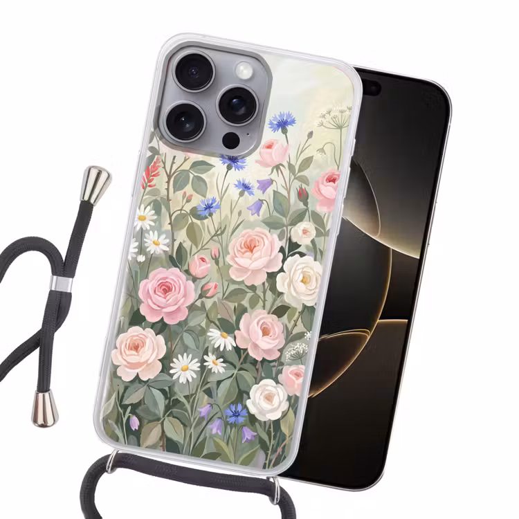 Bloemen - Tuin - Natuur - Kleurrijk Hoesje iPhone 16 Pro Max met koord klein -sfeer1
