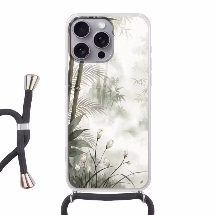 Bloemen - Knop - Tuin - Illustratie - Wit Hoesje iPhone 16 Pro Max met koord klein -3d