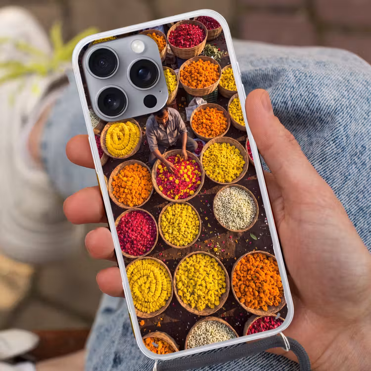 Handyhülle mit Band - Blumen – Markt – Bunt - Bloemen - Markt - Kleurrijk Hoesje iPhone 16 Pro Max met koord klein