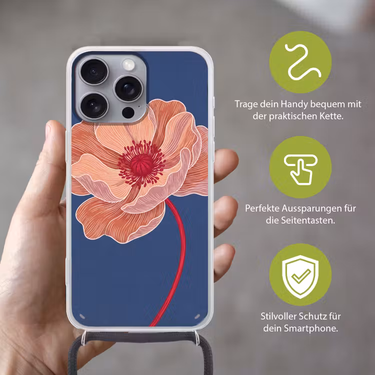 Handyhülle mit Band - Blumen – Modern – Abstrakt - Bloemen - Modern - Abstract Hoesje iPhone 16 Pro Max met koord klein