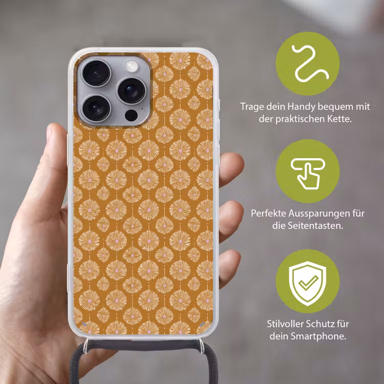 Bloemen - Modern - Oker Hoesje iPhone 16 Pro Max met koord klein 804 -sfeer2_DE