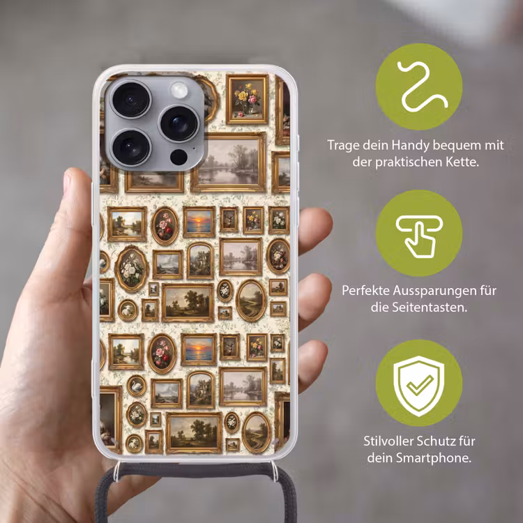 Bloemen - Roze - Stilleven - Klassiek Hoesje iPhone 16 Pro Max met koord klein -sfeer2_DE