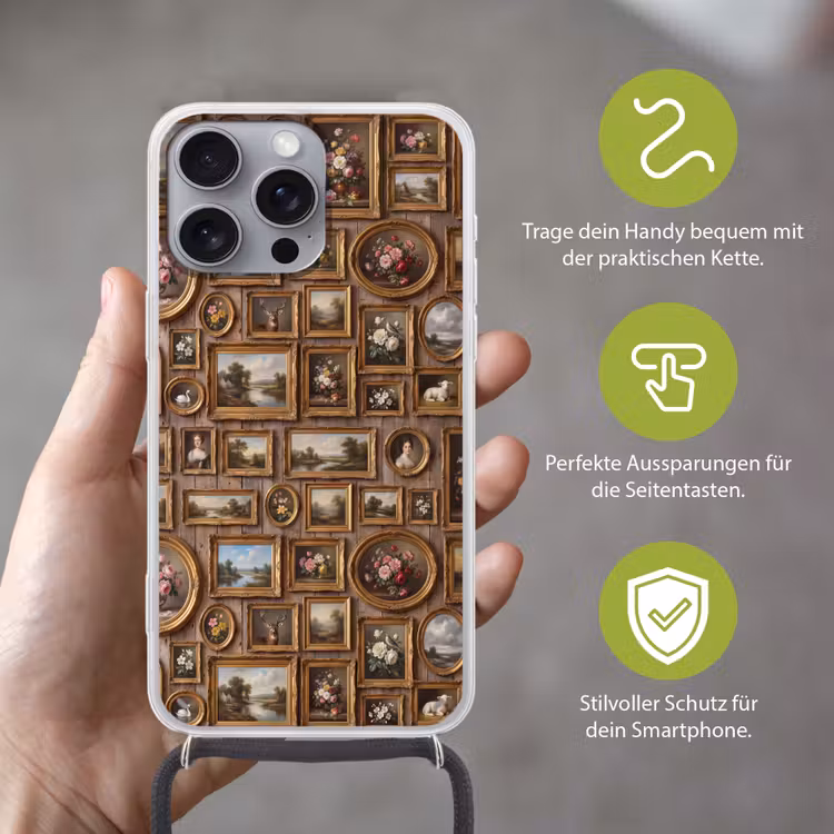 Bloemen - Rozen - Klassiek - Vaas - Kleurrijk Hoesje iPhone 16 Pro Max met koord klein -sfeer2_DE