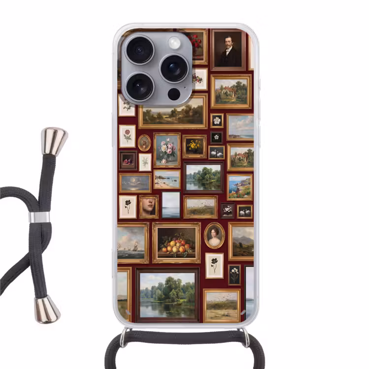 Bloemen - Vaas - Klassiek - Kunst - Rood Hoesje iPhone 16 Pro Max met koord klein -3d