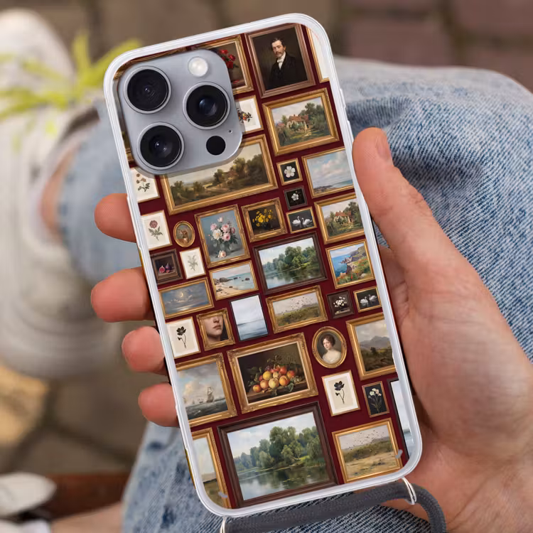 Bloemen - Vaas - Klassiek - Kunst - Rood Hoesje iPhone 16 Pro Max met koord klein -sfeer3