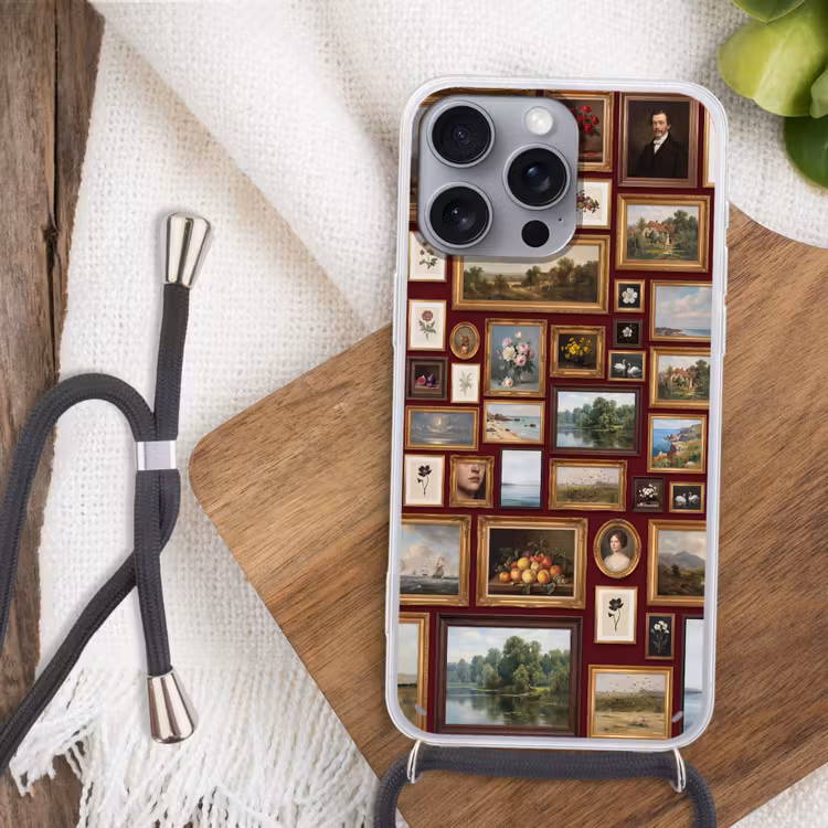 Bloemen - Vaas - Klassiek - Kunst - Rood Hoesje iPhone 16 Pro Max met koord klein -sfeer4