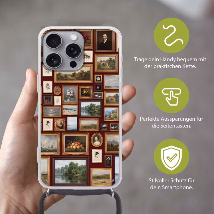 Bloemen - Vaas - Klassiek - Kunst - Rood Hoesje iPhone 16 Pro Max met koord klein -sfeer2_DE