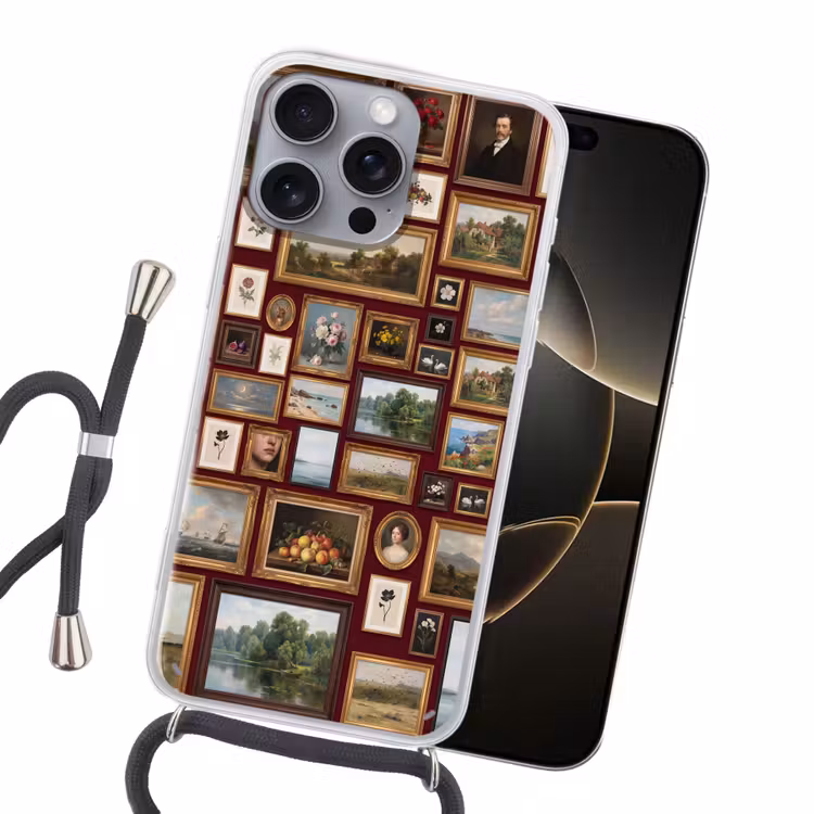 Bloemen - Vaas - Klassiek - Kunst - Rood Hoesje iPhone 16 Pro Max met koord klein -sfeer1