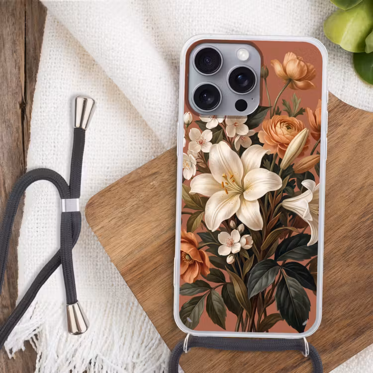 Boeket - Retro - Kleurrijk Hoesje iPhone 16 Pro Max met koord klein -sfeer4