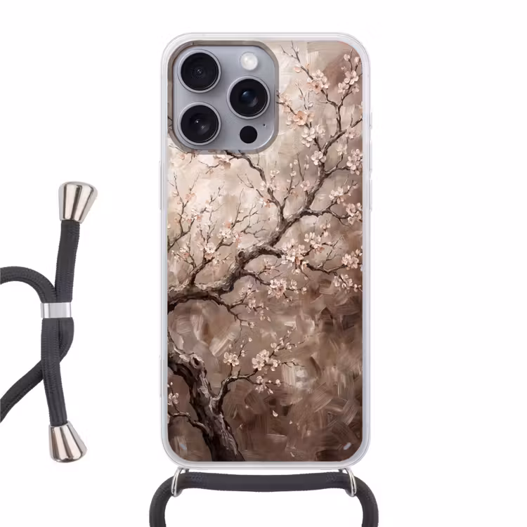 Bloesem - Takken - Schilderij - Beige - Serene Hoesje iPhone 16 Pro Max met koord klein -3d