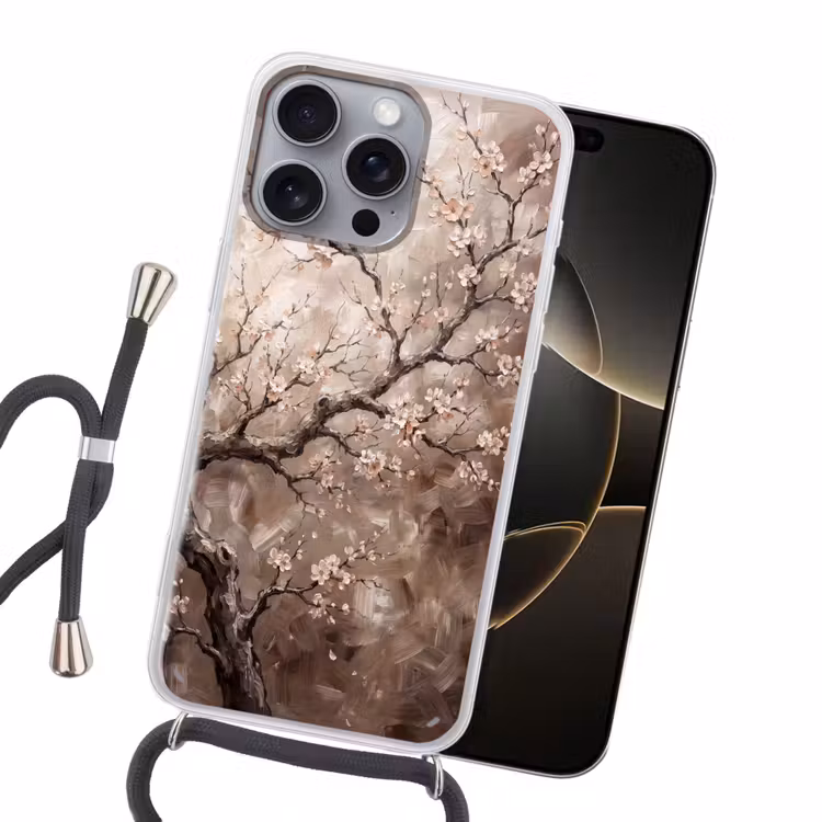 Bloesem - Takken - Schilderij - Beige - Serene Hoesje iPhone 16 Pro Max met koord klein -sfeer1