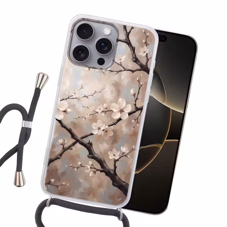 Bloesem - Takken - Schilderij - Beige - Serene Hoesje iPhone 16 Pro Max met koord klein -sfeer1