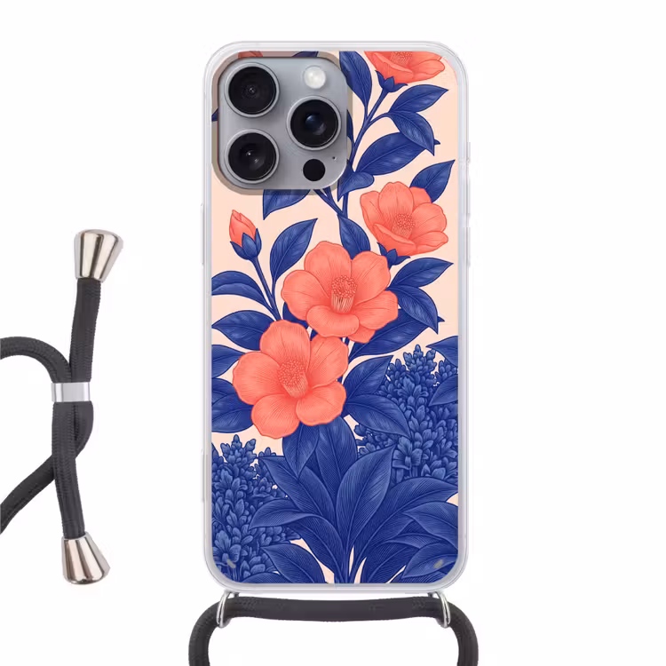 Handyhülle mit Band - Blüten – Blätter – Botanik - Bloemen - Bladeren - Botanisch Hoesje iPhone 16 Pro Max met koord klein