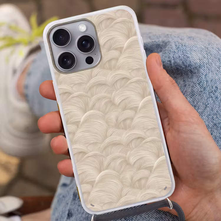 Bogen - Patroon - Beige Hoesje iPhone 16 Pro Max met koord klein 804 -sfeer3