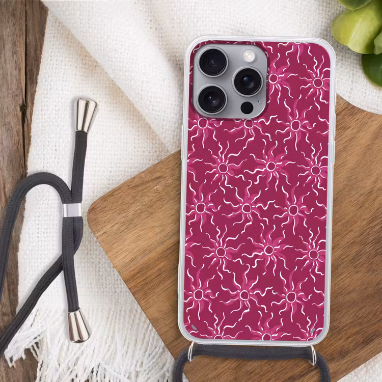 Bohemian - Zon - Magenta Hoesje iPhone 16 Pro Max met koord klein 804 -sfeer4