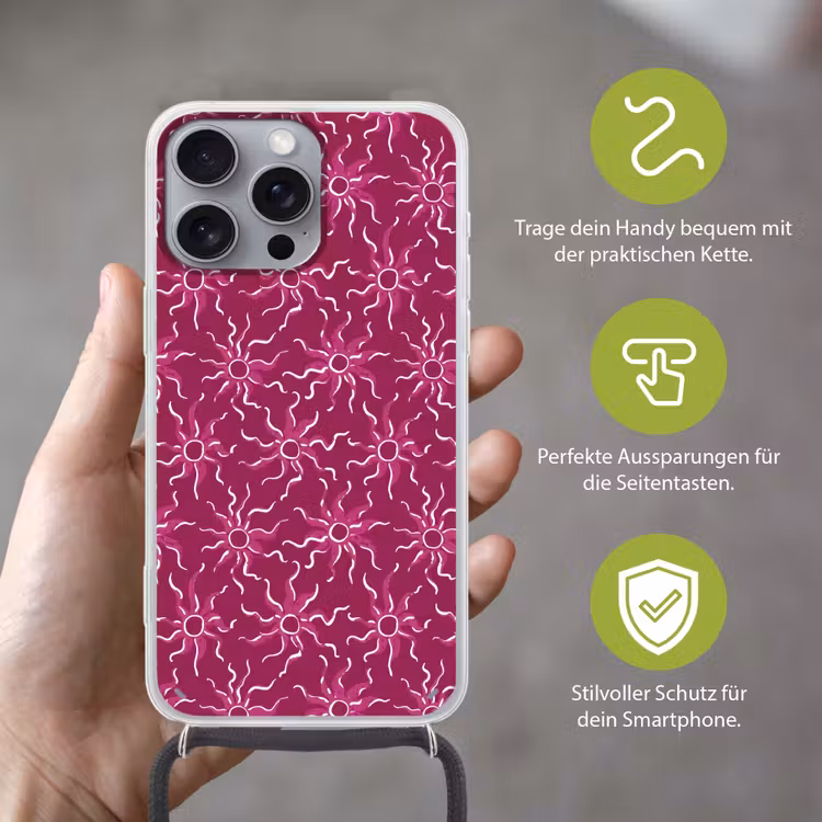 Bohemian - Zon - Magenta Hoesje iPhone 16 Pro Max met koord klein 804 -sfeer2_DE