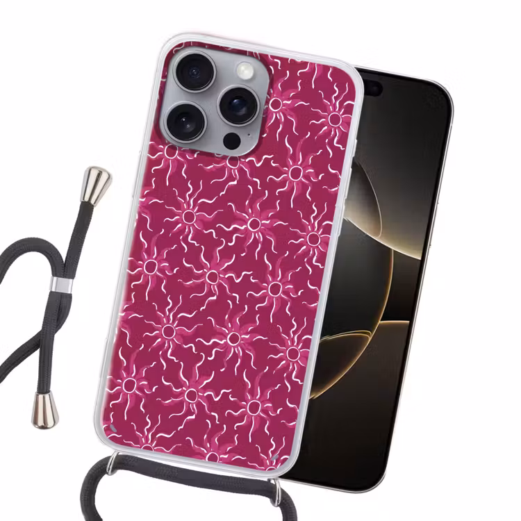 Bohemian - Zon - Magenta Hoesje iPhone 16 Pro Max met koord klein 804 -sfeer1